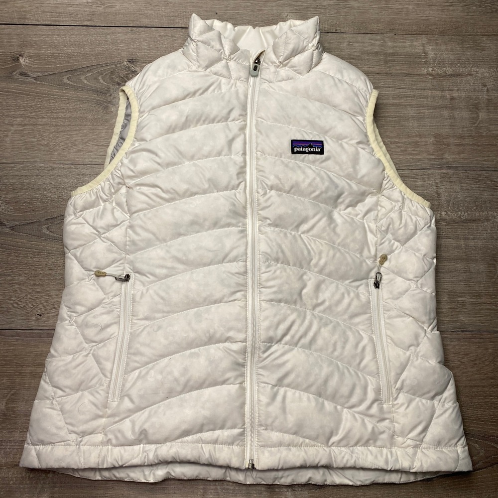 Patagonia Vest Down Sweater Women M White Puffer Goose Down 84627 FA13 - Picture 1 of 9
